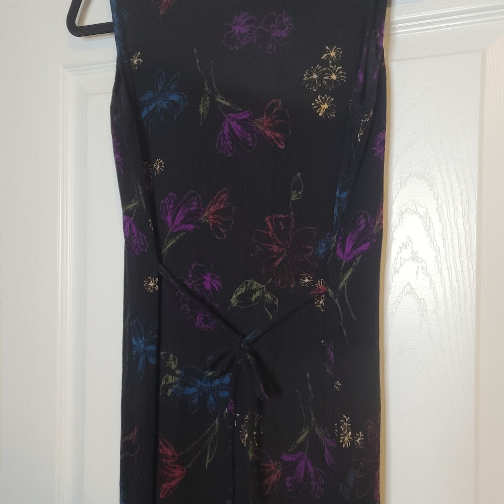 Pacific Coast Vintage Rayon Black Floral Maxi Dress - Picture 3 of 5